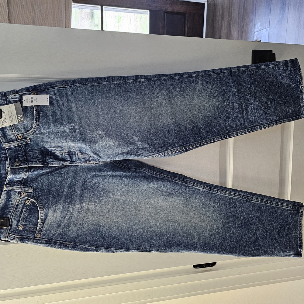 GAP Blue Straight Petite Jeans with Worn-In Look